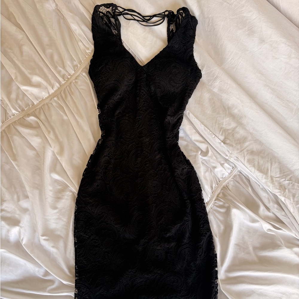 Bisou Bisou Black Lace Detail dress